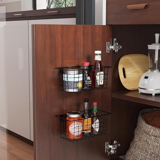 MaraFansie Hanging Kitchen Baskets Wire Storage Basket Adhesive and Screws - Image 3