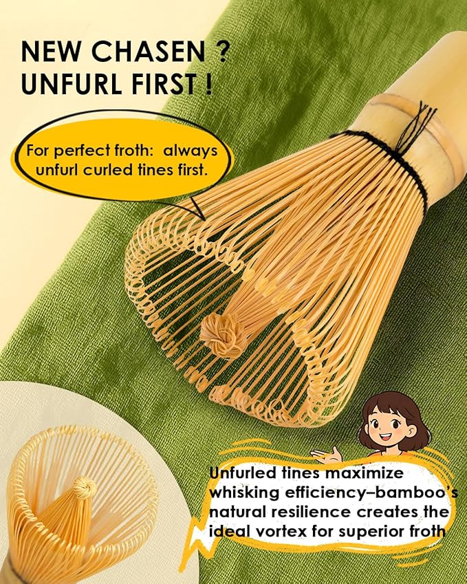 Bamboo Matcha Whisk Set with 2-pack 100% Natural Bamboo matcha Whisk, Tea Scoop - Image 5