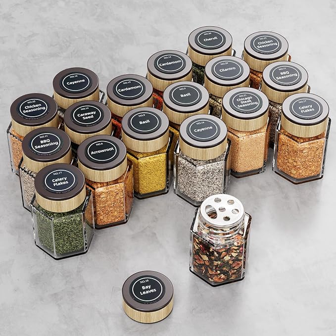 Vetacsion Set of 18 Magnetic Glass Spice Tins - Image 8