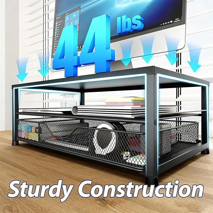 OPNICE Desk Organizer and Accessories, 2-Tier Computer Monitor Stand Riser - Image 5