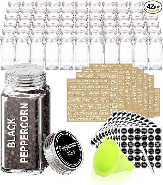 SWOMMOLY 42 Glass Spice Jars by SWOMMOLY