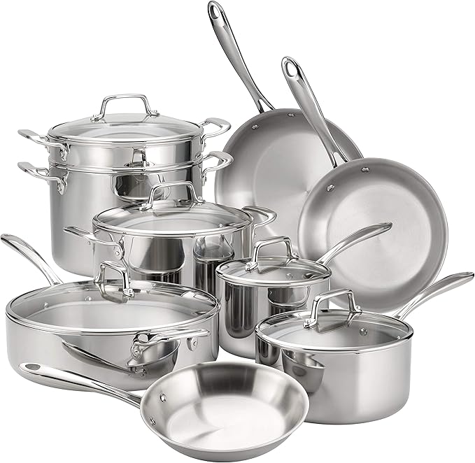 Tramontina Tri-Ply Clad Stainless Steel 14-Piece Cookware Set by Tramontina