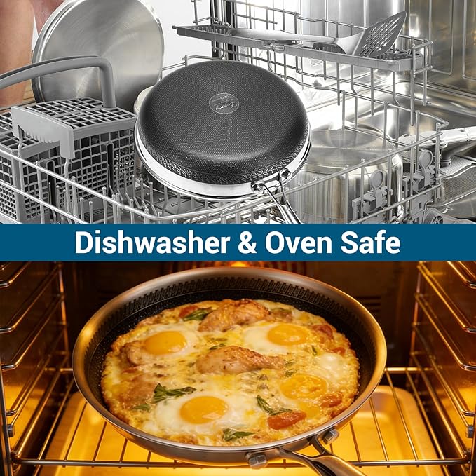 8 Inch Tri-Ply Stainless Steel Hybrid Frying Pan, Ceramic Nonstick Skillet - Image 6