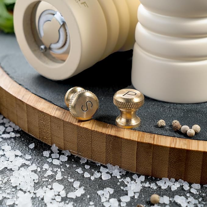 BILL.F Salt and Pepper Grinder Wooden Pepper Mill Grinder White Salt Pepper - Image 7