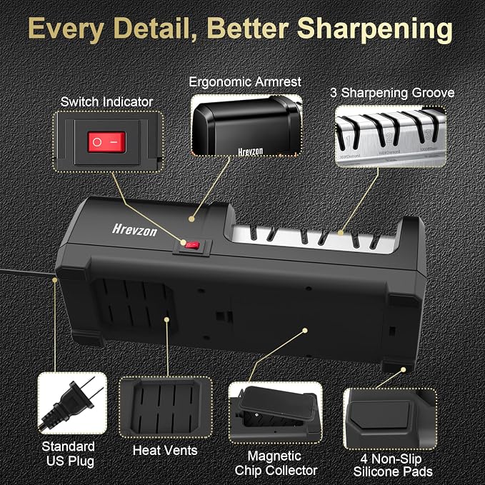 Knife Sharpener Electric for Kitchen Knives, - Image 4