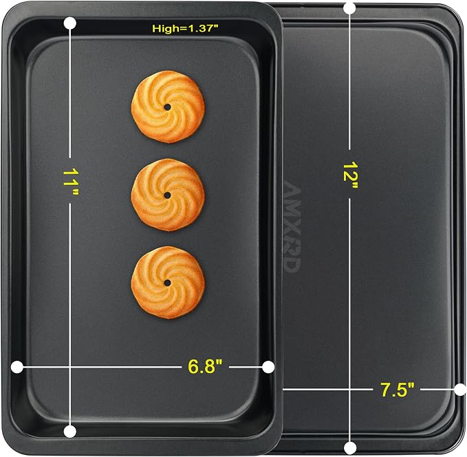 Cookie Sheets Tray, Baking Sheet Pans, Nonstick Toaster Oven Bakeware - Image 2