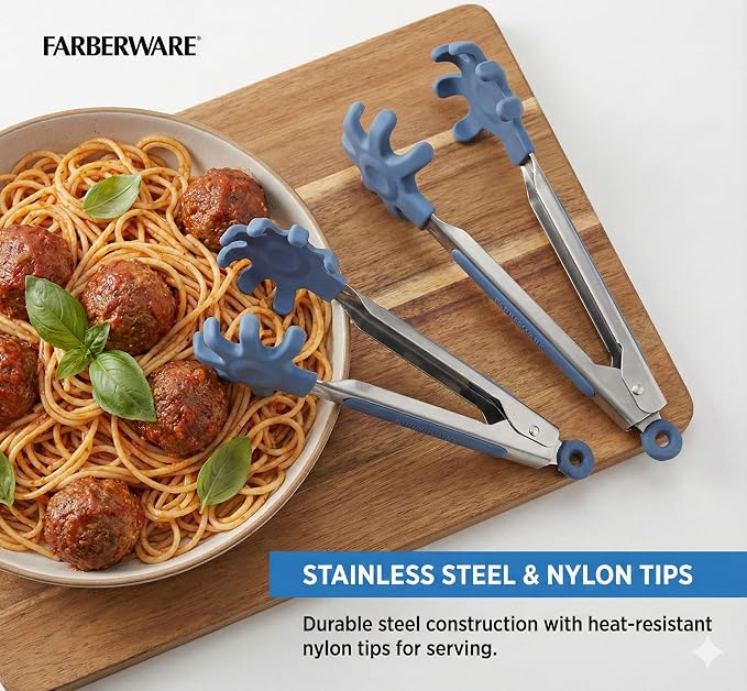 Farberware Mini Kitchen Tongs, Silicone Tips, Flexible Grip Handles, Locking - Image 2