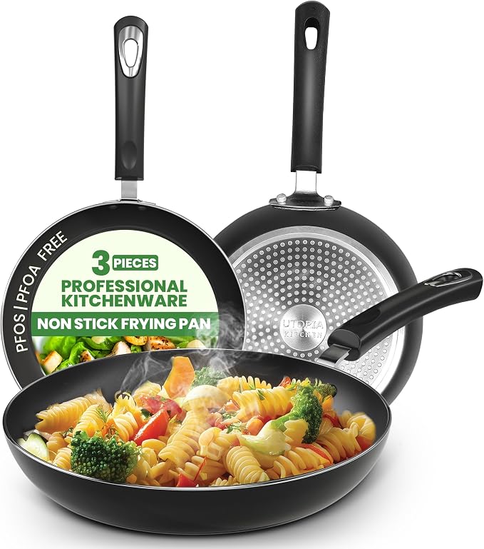 Utopia Kitchen Nonstick Cookware 3 Piece Omelette Pan Skillet Set, Nonstick by UTOPIAKITCHEN
