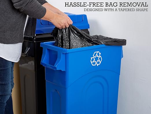 United Solutions 23 Gallon Highboy Plastic Recycling Bin Kitchen Trash Can - Image 5