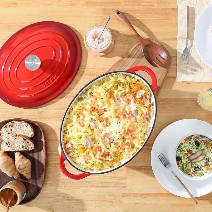 Velaze 7.5 QT Enameled Oval Dutch Oven Pot - Image 8