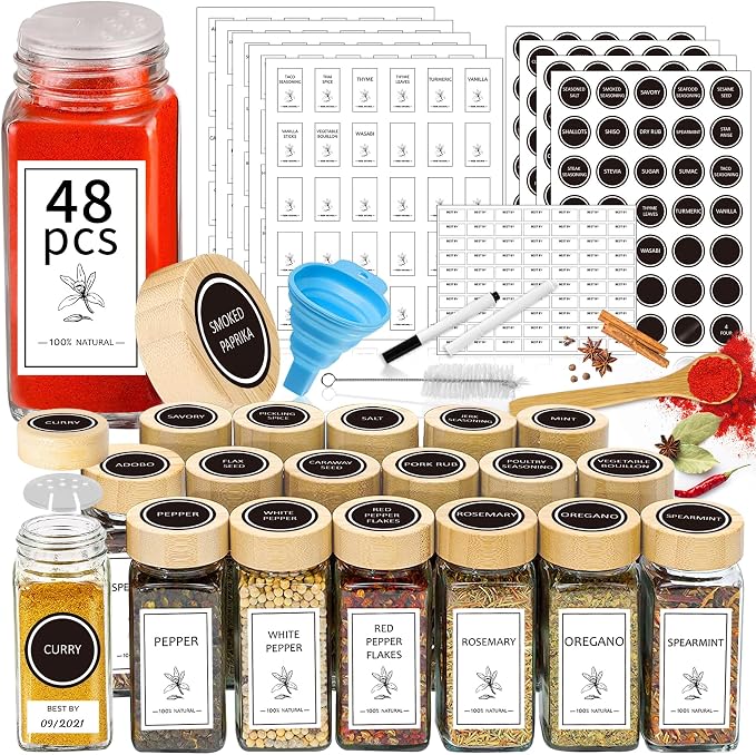 Aliggbent Spice Jars with Lable, Spice Containers Bottles, Glass Seasoning Jars by AliggbentGoodChoice