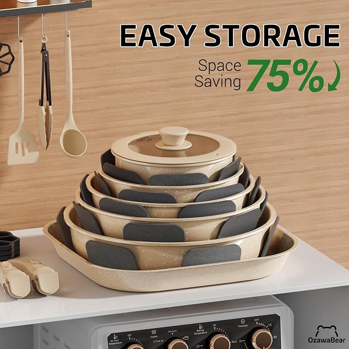 26 Pcs Pots and Pans Set Non Stick, Ceramic Cookware Set Non Toxic - Image 4
