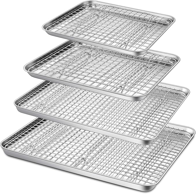 P&P CHEF 16 + 12.5 + 10.4 + 9 Inch Baking Sheet and Rack Set, Oven & Dishwasher by PPCHEF