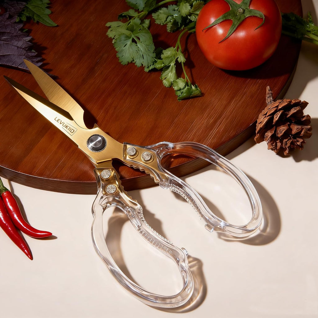 Rust-Resistant Kitchen Scissors, Transparent and Stylish Handle