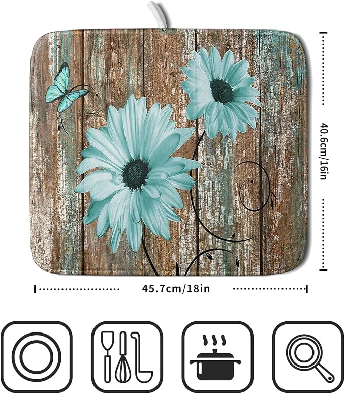 Giwawa Rustic Daisy Dish Drying Mat - Image 2