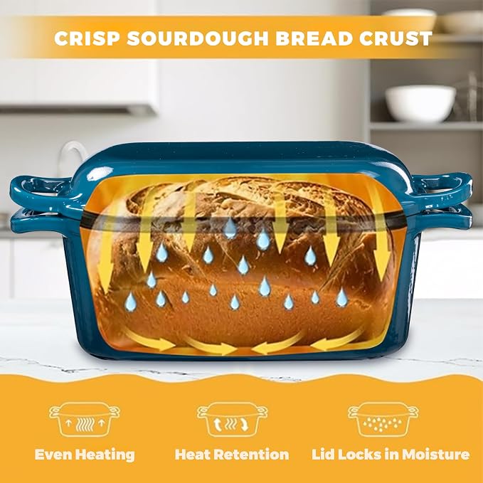 4.6 Quart Dutch Oven for Sourdough Bread Baking, Combo Oval Enameled Cast Iron - Image 3