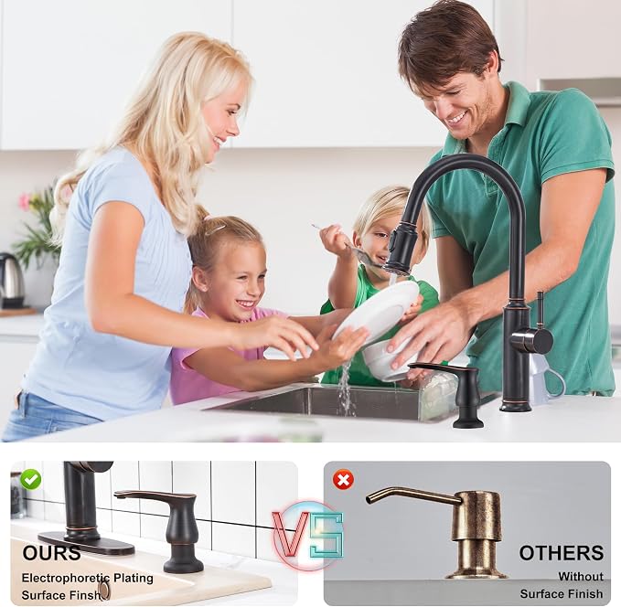 GAGALIFE Kitchen Sink Soap Dispenser Oil Rubbed Bronze, Under Sink Soap - Image 8