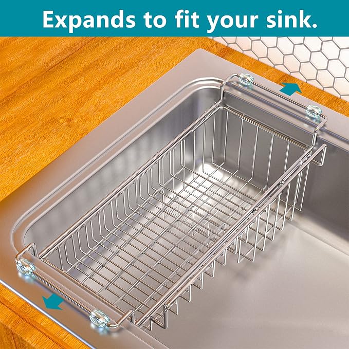 Over The Kitchen Sink Caddy Sponge Holder Organizer Drying Rack Expandable - Image 8