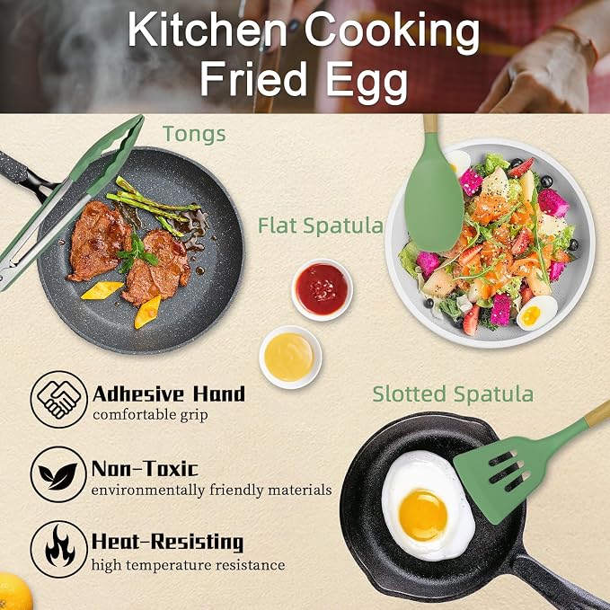 MYKUJA Silicone Cooking Utensils Set, Heat Resistant Kitchen Utensils Set - Image 5
