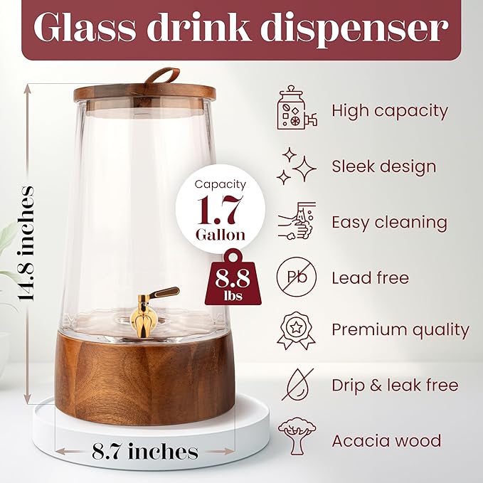 FOODLE Large Glass Drink Dispenser - Image 3