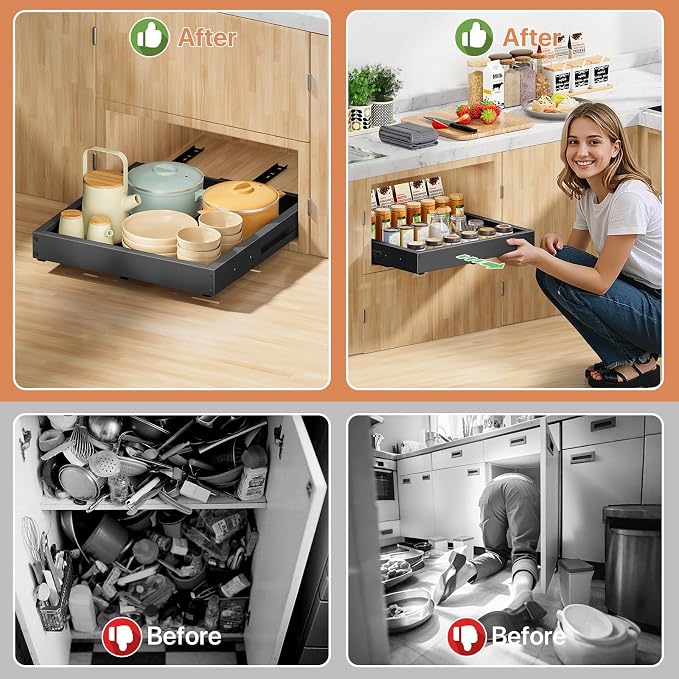 1 Pack Pull out Cabinet Organizer, Width Depth, - Image 7