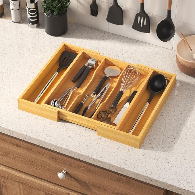 Lifewit Utensil Organizer for Kitchen Drawer, Expandable Cooking Utensil Tray - Image 5