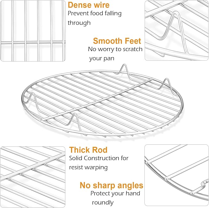 P&P CHEF Round Cooking Rack, Fits Air Fryer/Stockpot/Pressure Cooker/Round Cake - Image 3
