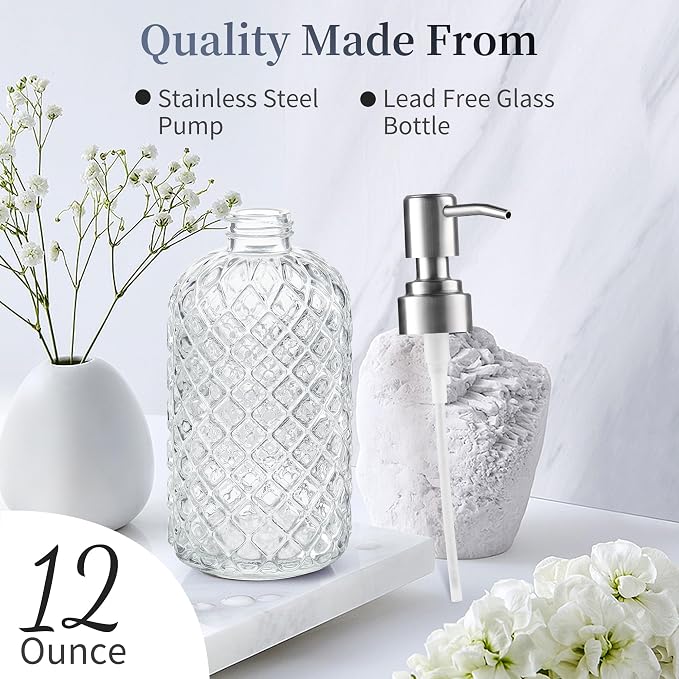 14 Oz Refillable Glass Soap Dispenser - Image 3