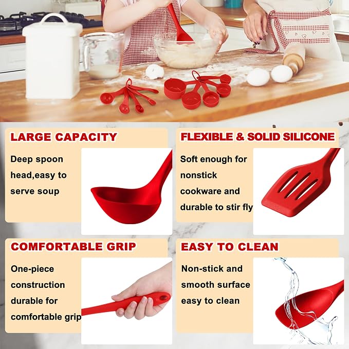 E-far Silicone Cooking Utensils Set, Silicone Kitchen Tools - Image 4
