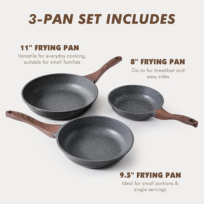 SENSARTE Nonstick Frying Pan Skillets, Swiss Granite Coating Omelette Pans - Image 3