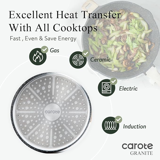CAROTE 12 Inch Nonstick Deep Frying Pan - Image 6