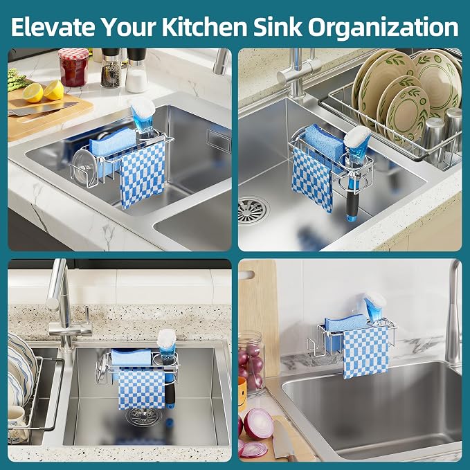 TAILI 4-in-1 Sink Caddy with Strong Suction Cup, Sponge Holder - Image 7