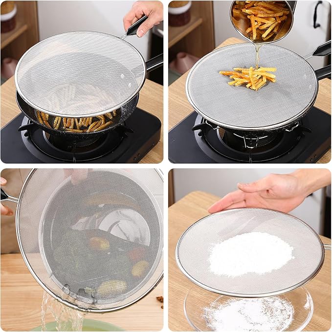 Splatter Screen for Frying Pan 13" 11.5" 9.8" Stainless Steel Fine Mesh Grease - Image 7