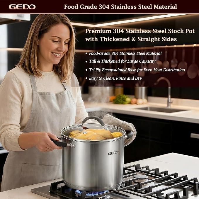GEDO Food-Grade 304 Stainless Steel Stock Pot, Thickened Cooking Pot - Image 2