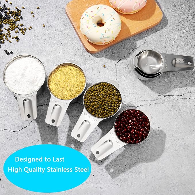 AIKEXIN 20-Piece Measuring Cups and Spoons Set, Nesting Stainless Steel - Image 5