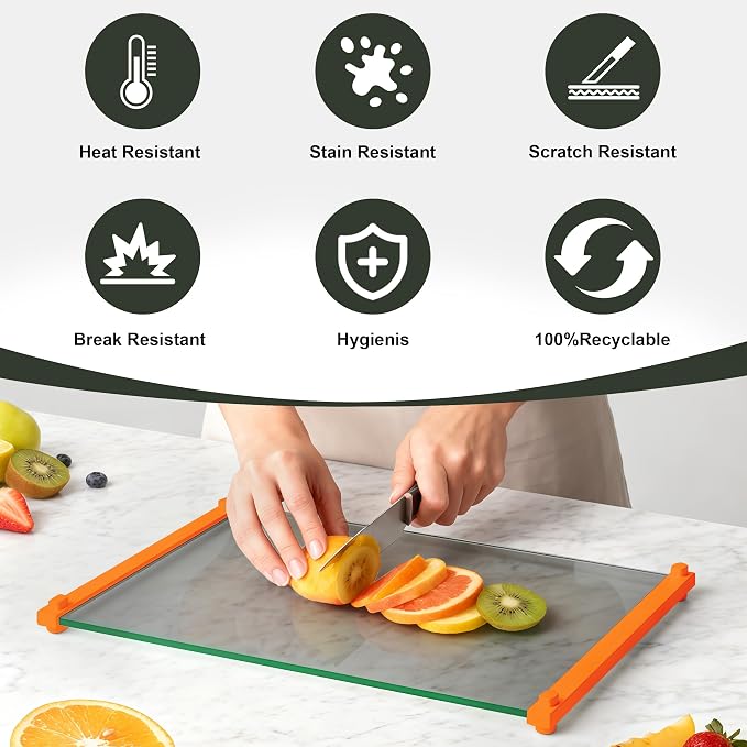 Glass Cutting Boards for Kitchen, European Grey Glass Paired - Image 3
