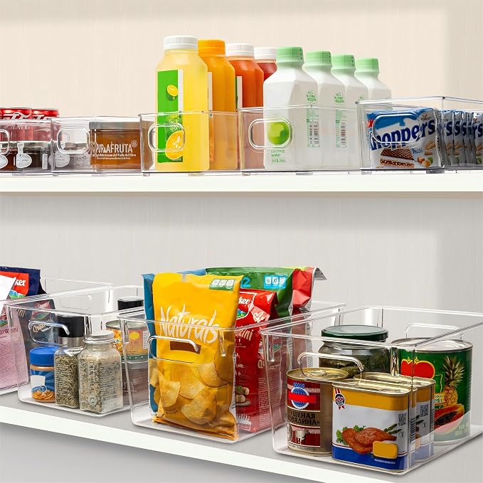 Tiawudi Set of 10 Clear Plastic Storage Bins, 4 Large and 6 Small Stackable - Image 6