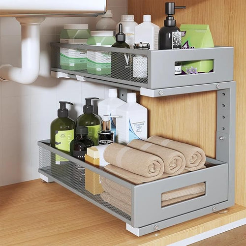 1 Pack 17IN Depth Under Sink Organizer, 2-Tier Pull Out Cabinet Organizer by UnderSinkOrganizer