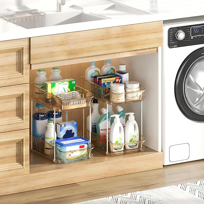 Delamu 2-Tier Under Sink Organizers and Storage, Pull Out Kitchen Pantry - Image 6