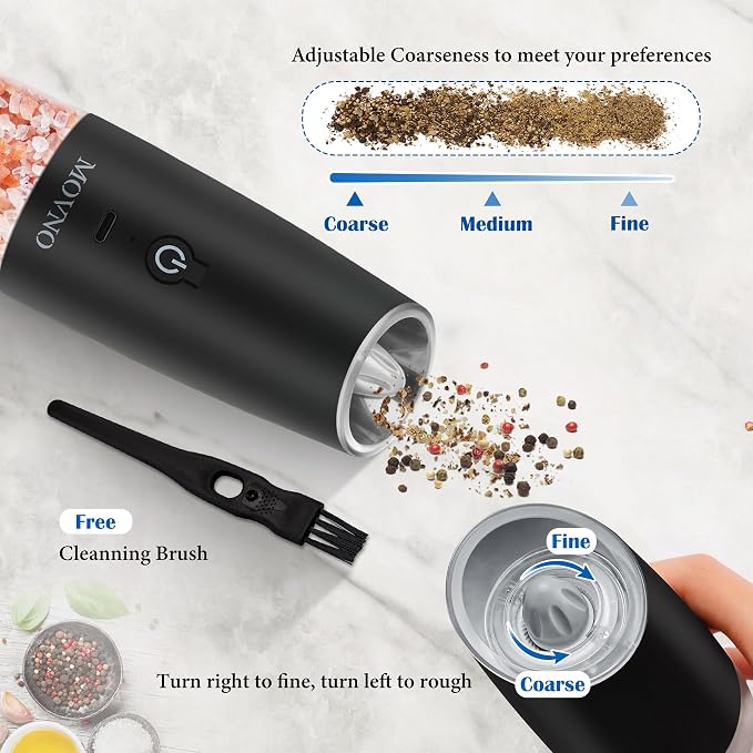 Gravity Electric Salt and Pepper Grinder Set, Battery Powered LED Light One - Image 4