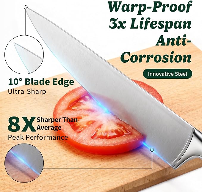 Knife Set, 15 Piece Premium Chef High Carbon Stainless Steel Kitchen Knife - Image 3