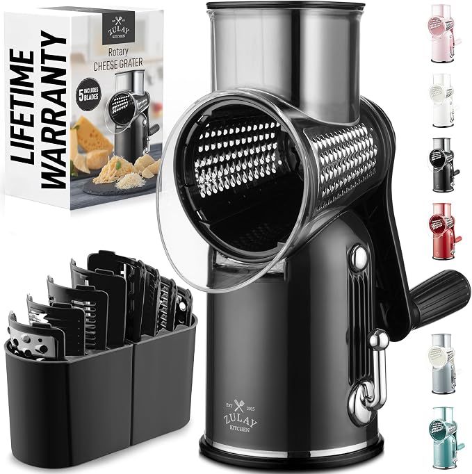 Zulay Kitchen Rotary Cheese Grater 5 Blade Cheese Shredder by ZulayKitchen