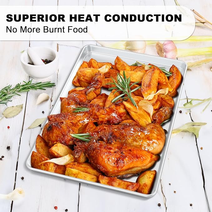 Half Sheet Pans with Rack Set, 13 Inch Commercial Quality Baking Sheet Pan Set - Image 5