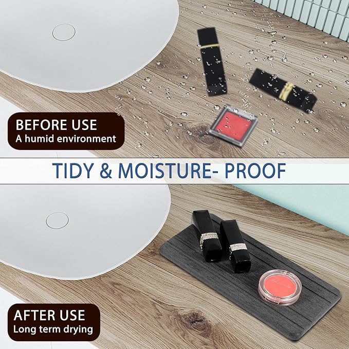 2PCS Water Absorbing Stone Tray, Quick Drying Diatomite Stone Sink Tray - Image 3
