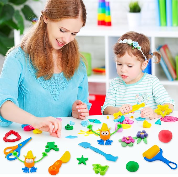 Dough Tools for Kids，40pcs Basic Dough Play Toys Includes Cutters, Rolling Pins - Image 7