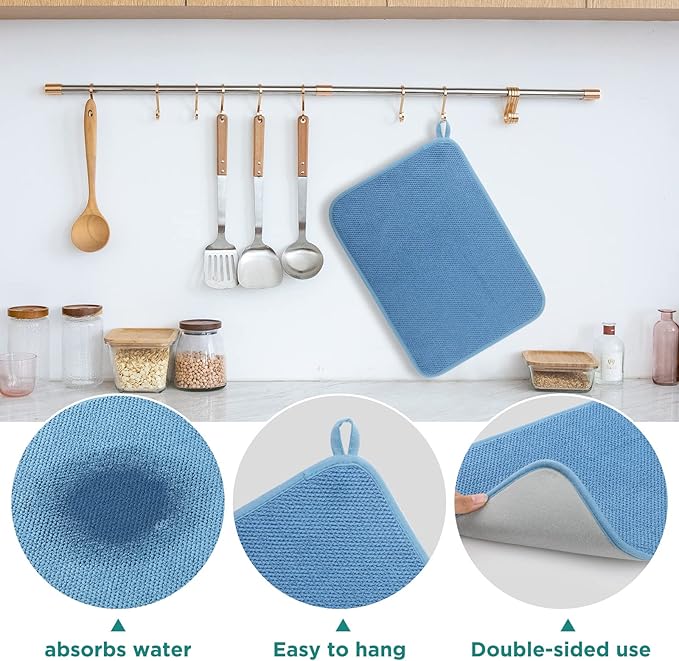 GeeRic Microfiber Dish Drying Mat, Super Absorbent Kitchen Dish Drying Pad - Image 4