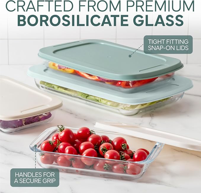 COOK WITH COLOR 8-Piece Deep Glass Baking Dish Set with Plastic Lids – - Image 5