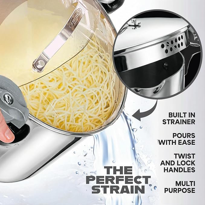 GOTHAM STEEL 5 Qt Stainless Steel Stock Pot Multipurpose Pasta Pot - Image 2