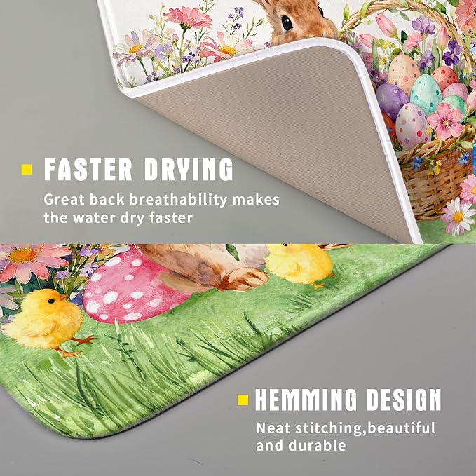 Spring Easter Dish Drying Mat for Kitchen Counter Colorful Egg Holiday - Image 3