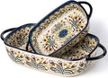 Baking Dish Ceramic Baking Pan Blue Casserole Dish Rectangular Baking Set 2pcs by ONECCI